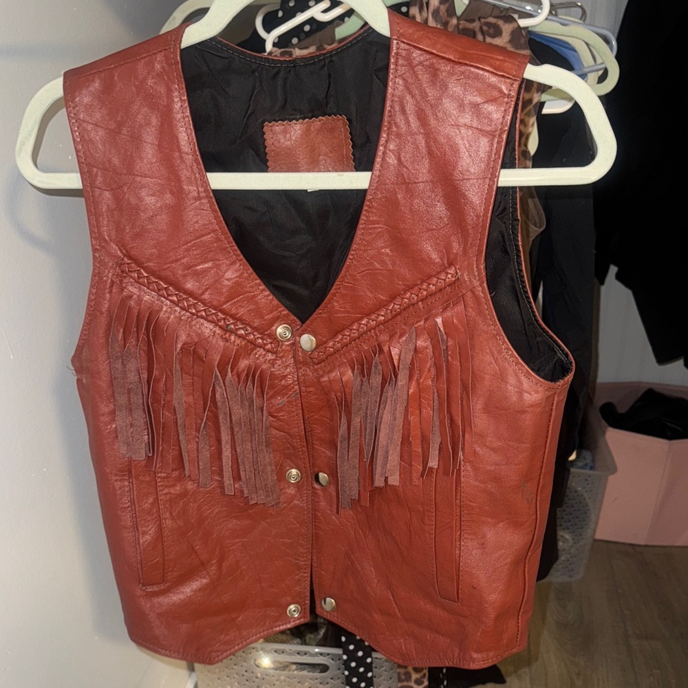 Vintage real Leather Vest in Rust